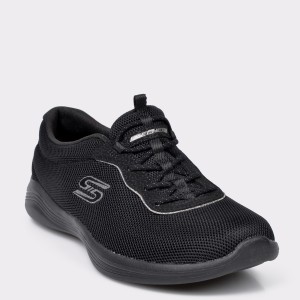 Pantofi sport skechers negri, 23607, din material textil