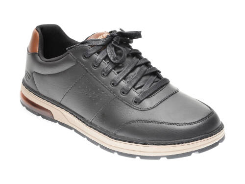 Pantofi sport skechers negri, evenston, din piele naturala
