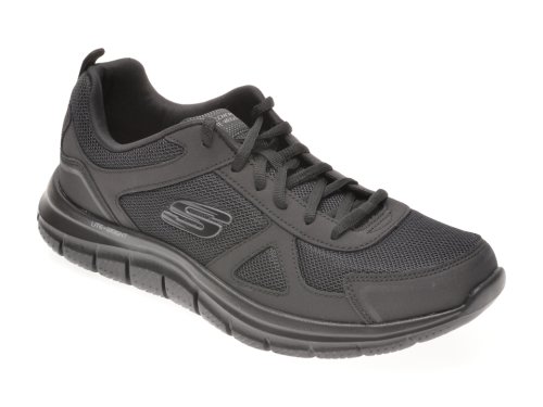 Pantofi sport skechers negri, track scloric, din material textil si piele naturala