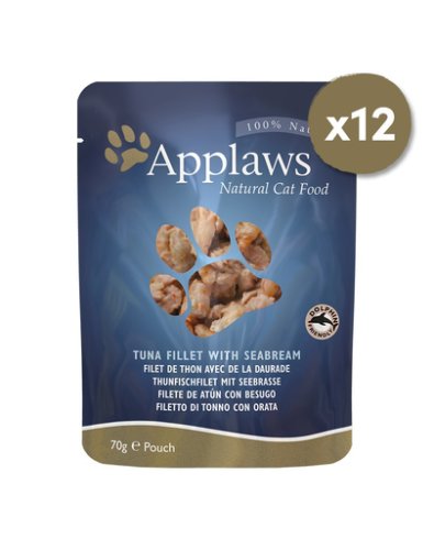 Applaws hrana umeda pentru pisici, cu ton și plătică, 12 x 70 g