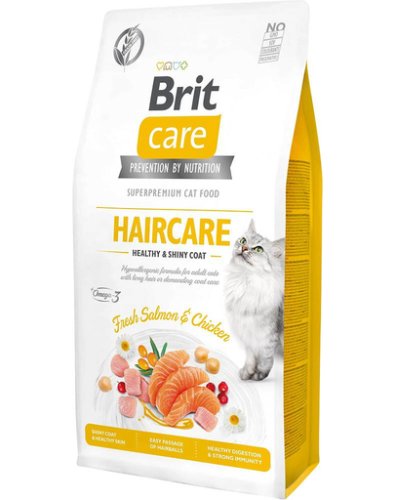Brit care cat grain-free haircare hrana pisici cu blana lunga cu ingrijire speciala 2 kg