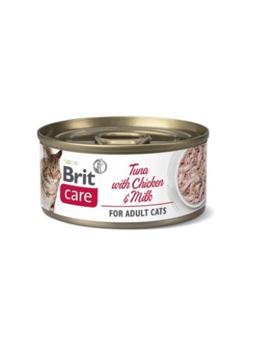Brit care cat tuna with chicken 24 x 70 g hrana umeda pisici, cu ton, pui si lapte