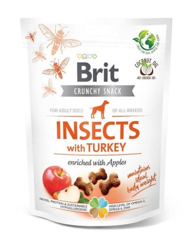Brit care dog crunchy crakcer insect turkey recompense crocante pentru caini, cu insecte si curcan 200 g