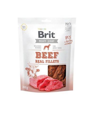 Brit jerky snack beef and fillets recompense pentru caini 200 g file de vita si pui