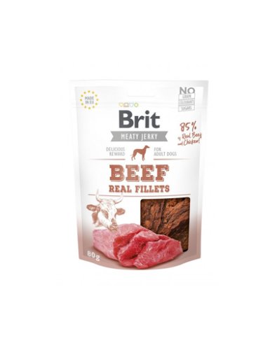 Brit jerky snack beef fillets recompense pentru caini, cu vita 80 g