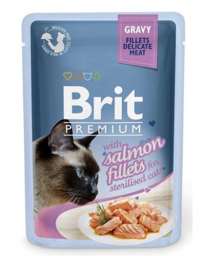 Brit premiumt fillets in gravy hrana umeda pentru pisici, cu somon 24 x 85 g