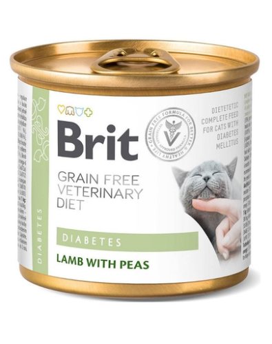 Brit veterinary diet diabetes lamb pea hrana pisici cu diabet 12x200 g