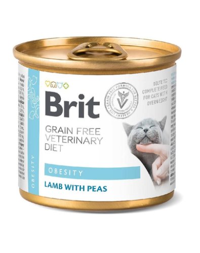 Brit vetrinary diet obesity lamb pea pisici cu greutate excesiva 200 g hrana umeda