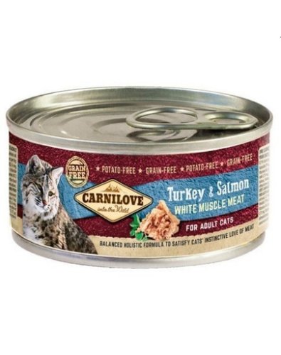 Carnilove cat turkey salmon 12 x 100 g hrana umeda pentru pisici, curcan si somon