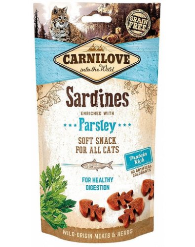 Carnilove semi moist snacks recompense moi pentru pisici, cu sardine si patrunjel 50 g