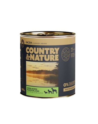Country nature hrana umeda fara cereale pentru caini, rata, sfecla rosie ai mar 850 g
