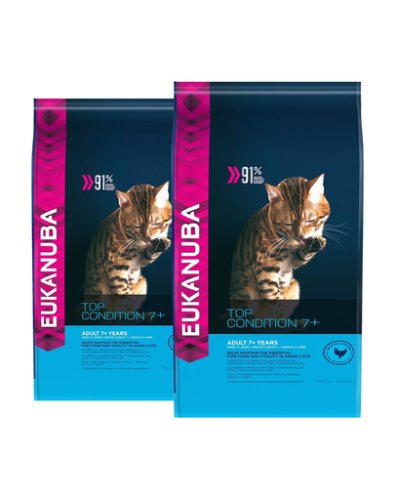 Eukanuba cat senior all breeds top condition chicken liver 20 kg (2 x 10 kg) hrana pisici senior