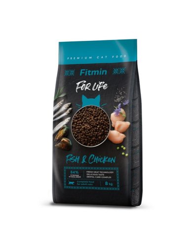 Fitmin cat for life adult fish and chicken 8 kg hrana pisici adulte, peste si pui