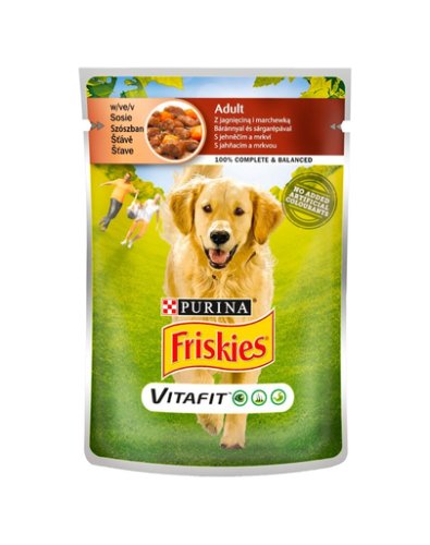 Friskies vitafit adult hrana umeda pentru caini adulti cu miel si morcov in sos 20x100g
