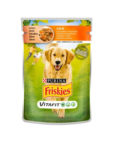 Friskies vitafit adult hrana umeda pentru caini adulti cu pui și morcov in sos 20x100g