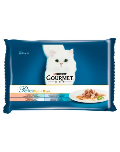 Gourmet perle duet hrana umeda cu peste pentru pisici adulte 4x85g
