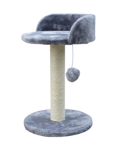 Katido scratching post cu pat pentru pisici 47 cm gri-albastru + katido meat plate pliculete hrana pisici 6x100g gratis