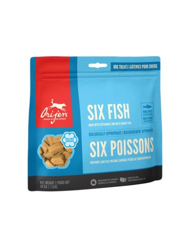 Orijen fd treats six fish dog recompense pentru caini, mix peste 42.5g