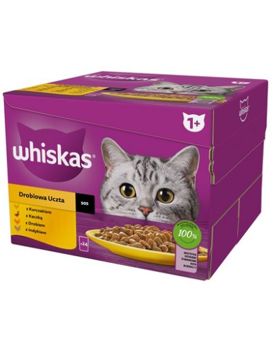 Whiskas adult plicuri pisici, cu pui, rata, curcan si pasare in sos 48x85 g