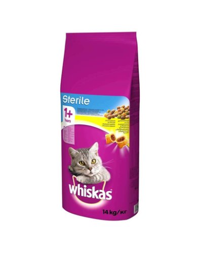 Whiskas sterile hrana uscata pentru pisici adulte sterilizate 14kg + recompense gratis