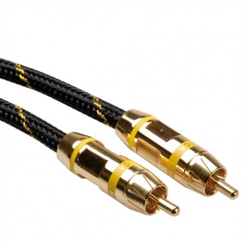 Cablu audio gold rca t-t ecranat 5m galben, roline 11.09.4253