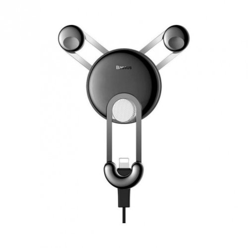 Suport auto magnetic pentru smartphone cu montare ventilator + cablu iphone lightning argintiu, baseus yy