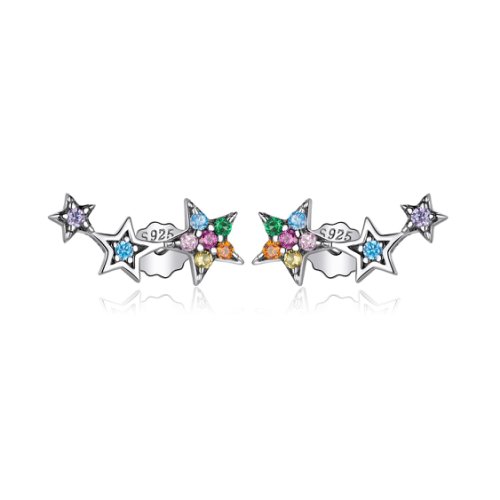 Cercei din argint multicolored stars