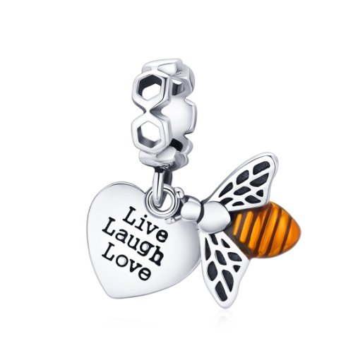 Talisman din argint live laugh love with bee