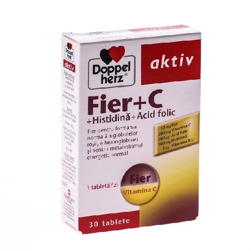 Fier + vitamina c + histidina + acid folic 30cpr doppel herz