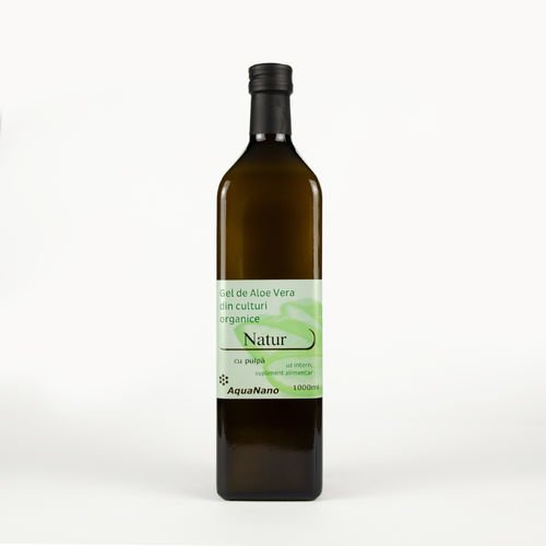 Aloe-natur gel organic de aloe vera, cu pulpă, sticlă | aquanano
