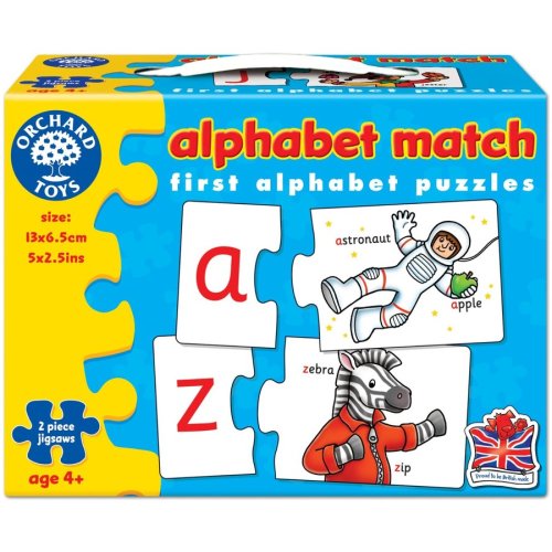 Joc educativ engleza orchard toys invata alfabetul prin asociere puzzle 2 x 26 piese