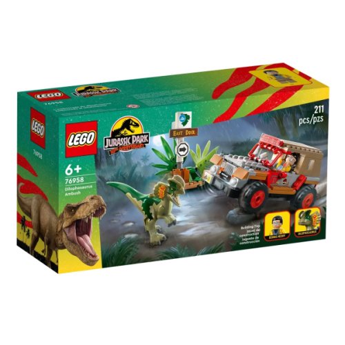 Lego jurassic ambuscada dinozaurului dilophosaurus 76958