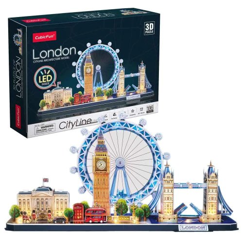 Puzzle 3d cu led cubic fun city line london 186 piese