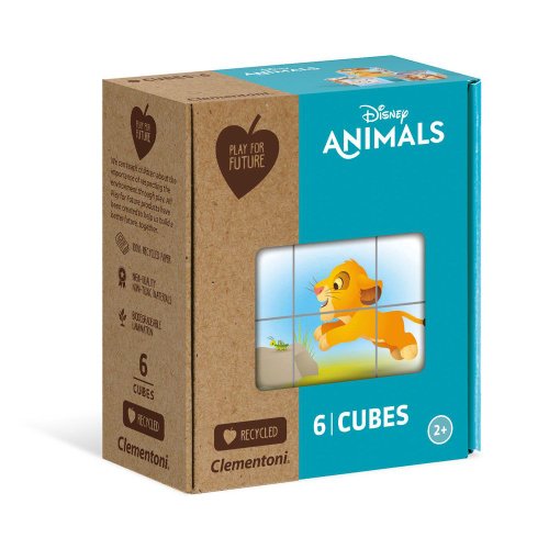 Puzzle 6 cuburi clementoni play for future disney animals 44004