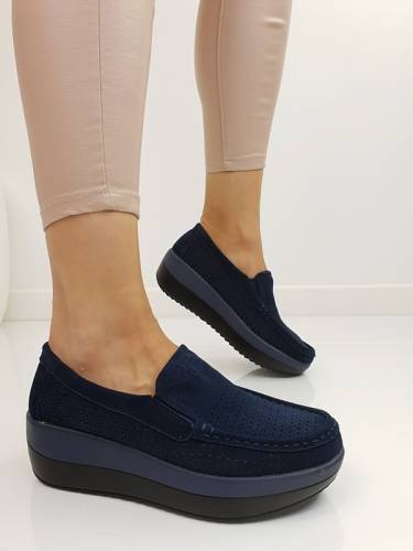 Pantofi piele naturala carla bleumarin #165pn