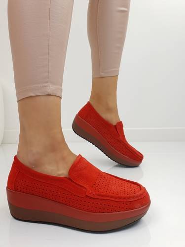 Pantofi piele naturala carla rosii #164pn