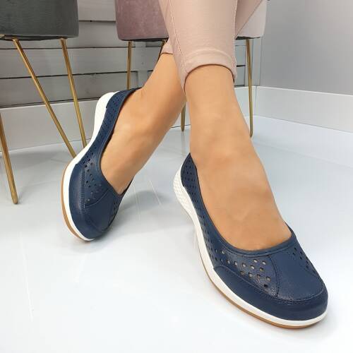 Pantofi piele naturala florina bleumarin #753pn