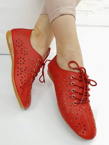 Pantofi piele naturala valeria rosii #106pn