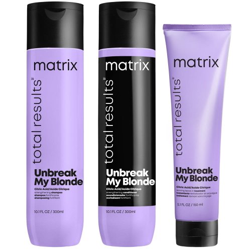 Matrix unbreak my blonde - pachet fortifiant pentru par blond natural sau vopsit (sampon+balsam 300ml+ tratament 150ml)