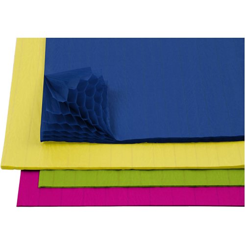 Set de 8 coli de hartie tip fagure pentru decoratiuni 28 x 17 cm (bleumarin galben verde si roz)