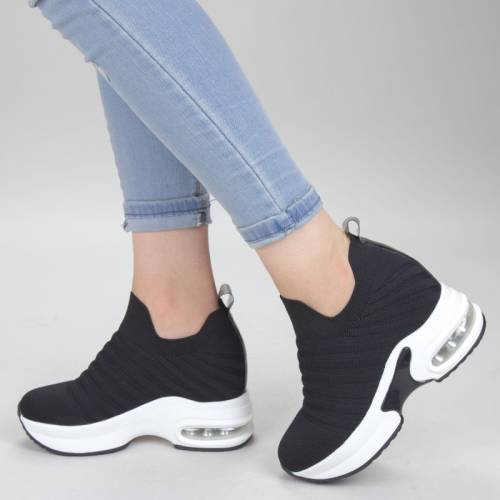 Pantofi sport dama cu platforma sjn278 black-white (029) mei