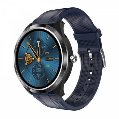 Smartwatch star x3 negru cu bratara albastra din tpu, 1.3 full touch, ekg, saturatie oxigen, ritm cardiac, presiune sanguina, ip68