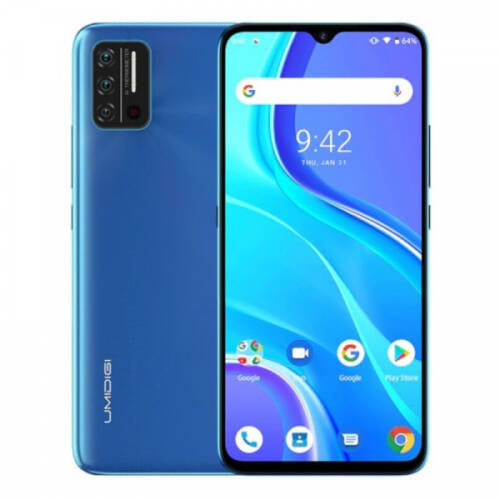Telefon mobil umidigi a7s albastru, 4g, termometru non-contact, 6.53 hd+, 2gb ram, 32gb rom, android 10 go, quadcore, dual sim, 4150mah