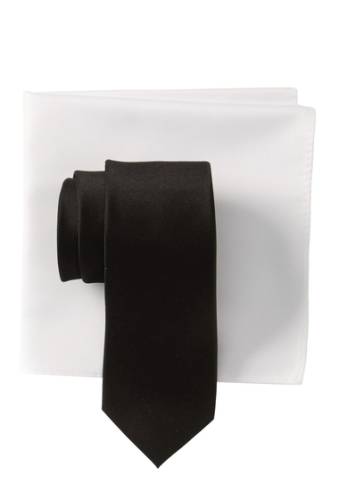 Accesorii barbati 14th union silk solid satin tie pocket square set black