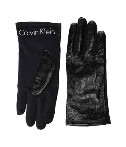 Accesorii femei calvin klein crinkle faux leather touch gloves black