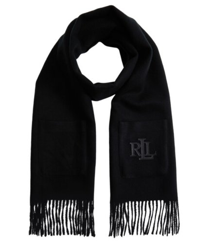 Accesorii femei lauren ralph lauren bold logo pocket scarf with fringe black