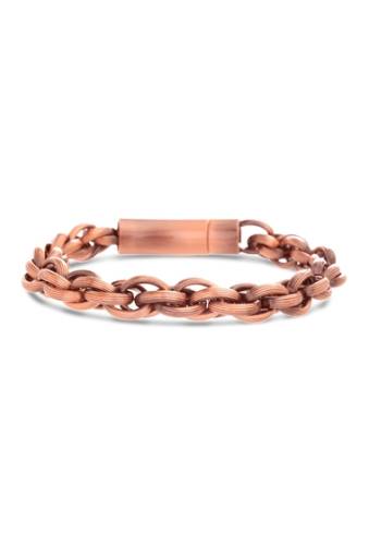 Bijuterii barbati reinforcements 18k rose gold plated stainless steel rolo chain bracelet rose gold