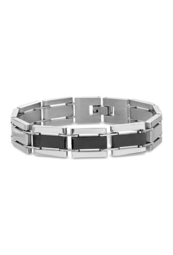 Bijuterii barbati reinforcements stainless steel 2-tone square links bracelet black