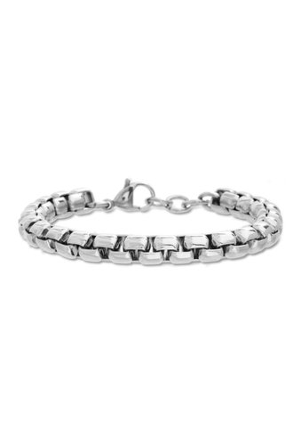 Bijuterii barbati reinforcements stainless steel box chain link bracelet silver