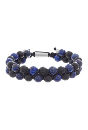 Bijuterii barbati reinforcements stainless steel lapisblack bead bracelet blue